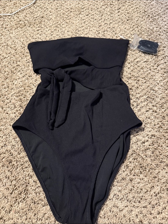 aerie Other - aerie Black One-Piece Bandeau Swimsuit with Front Tie